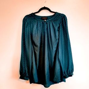 Lane Bryant stuffed polka dot long sleeve blouse. Size 16